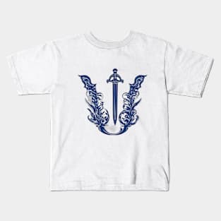 Sword Blue Shadow Silhouette Anime Style Collection No. 354 Kids T-Shirt